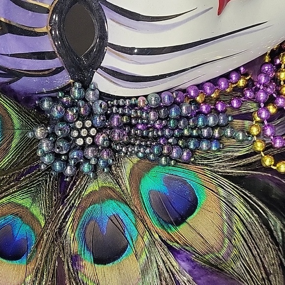 Textile Wall Hanging With Ceramic Bead Accent Reference: Accents Wall Hanging Porcelain Mask Ladys Face Mardi Gras Beads